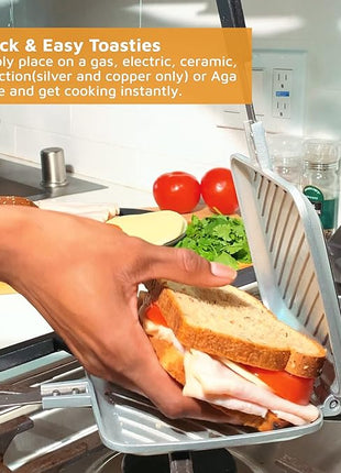 Breakfast Sandwich Maker Grill Press, Grilled Cheese Maker Panini Press Sandwich Toaster Presser - Stove Top Nonstick by Jean Patrique (Silver)