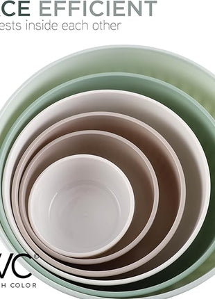 COOK WITH COLOR Prep Bowls with Lids- Wide and Deep Nesting Plastic Small Mixing Bowl Set with Lids, 12 Piece Set - Wide Bowls, Mint