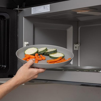 Grow Forward Premium Wheat Straw Plates and Bowls Sets - 8-Piece Wheat Straw Dinnerware Sets - Unbreakable & Reusable Microwave Safe Plastic Dinner Plates for Outdoors, RV, Camping Dishes - Feather