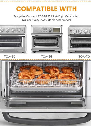Replacement Air Fryer cooling rack for Cuisinart TOA-60 65 70 Air Fryer Convection Toaster Oven, 12.4''*11'' Air Fryer Stainless Steel Wire Rack Basket Tray Accessories Parts, Dishwasher Safes