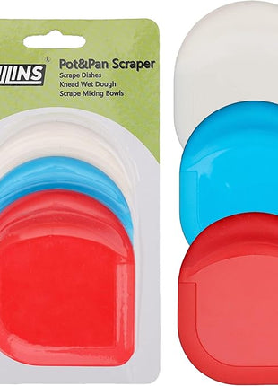 SULLINS Pan Scraper, Pack Of 3 | Pan Scraper Tool | Pot Scraper | Dish Scraper | Dish Scraper Tool | Unique Silicone Grip Design - No Slipping Unlike Other Scrapers