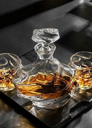GLASKEY 12 oz Hand Blown Crystal Whiskey Glasses Set of 4, Unique Cognac Glass, Heavy Thick Bottom Bar Glass for Scotch Bourbon Rum Gin Water Cocktail,Gifts Men Gifts Ideas