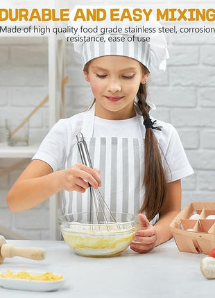 NileHome Stainless Steel Whisk Set 8" 10" Hand Blender + 12" Semi-Automatic Rotary Kitchen Whisk Kitchen Wisk Wire Whisks for Cooking, Whisking, Blending, Beating, Stirring- 3 Pack...