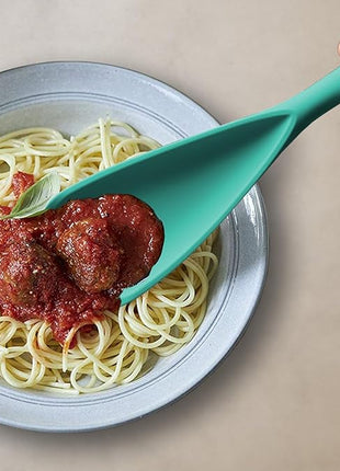 Silicone Spatula Spoon, Great for Both Cooking and Serving Durable BPA-Free Matte Black Silicone, Seamless Design, Safe for Nonstick Cooking Surfaces, 2-Pcs, Teal