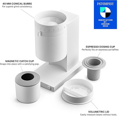 Fellow Opus Conical Burr Coffee Grinder - Espresso Grinder with 41 Settings for Espresso, Drip, French Press, & Cold Brew - Matte White