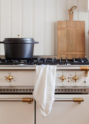 STAUB Cast Iron Dutch Oven 7-qt Round Cocotte, Serves 7- 8, Made in France, Black Matte