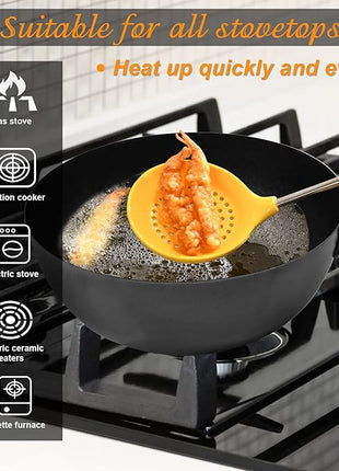 Frying Pan with Lid Skillet Nonstick 10 inch Carbon Steel Wok Pan Woks and Stir Fry Pans for Electric,Induction and Gas Stoves