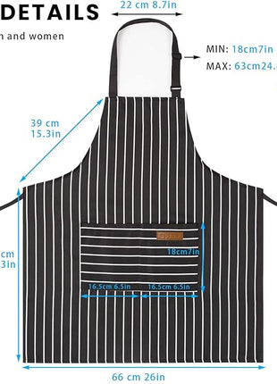 2 Pack Adjustable Bib Apron with 2 Pockets Chef Cooking Kitchen Restaurant Aprons for Women Men