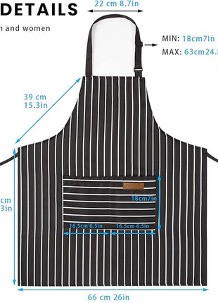 2 Pack Adjustable Bib Apron with 2 Pockets Chef Cooking Kitchen Restaurant Aprons for Women Men