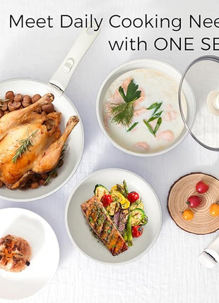 15Pcs Pots and Pans Set Non Stick, Cookware Sets with Detachable Handle, Nonstick RV Kitchen Cooking Tools Removable Handles, Oven Safe, Induction Fast, Stackable Induction Cookware, Pink