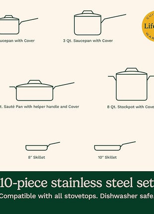 Cuisinart 77-10P1 10-Piece Chef's-Classic-Stainless Collection, Cookware Set