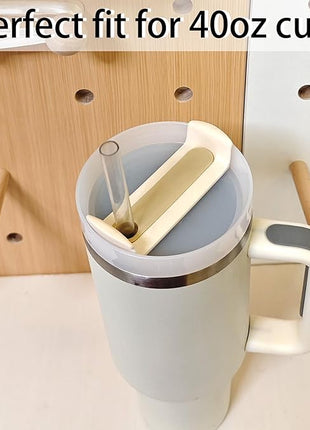 40 OZ Tumbler Lid Replacement Fit for Stanley Cup, 2 Pack Clear Replacement Lids Fit for Stanley Travel Tumbler, Spill Proof Tumbler Covers for Stanley Cup Accessories (Opaque - Cream)