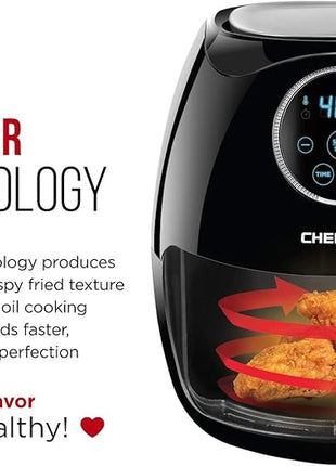 CHEFMAN Large Air Fryer 6.5 Qt XL, Healthy Cooking, User Friendly, Nonstick, Digital Touch Screen with 4 Cooking Functions w/ 60 Minute Timer & Auto Shut Off, BPA-Free, Dishwasher Safe Basket, Black