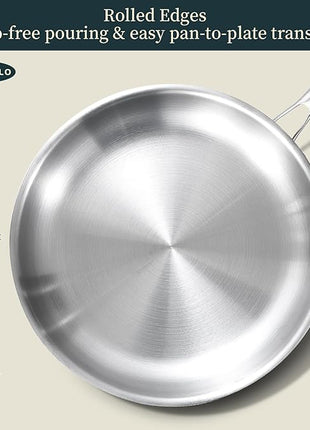 DELARLO Whole Body Tri-Ply Stainless Steel Frying Pan set, 8”/10”/12” Cooking pans, Kitchen Cookware Set, Fast Heating Chef's pan with Ergonomic Handles, Suitable for All Stove