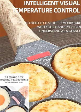 4-Cup Aluminum Nonstick Egg Pan with Lid, Suitable for Gas Stove & Induction Cookware