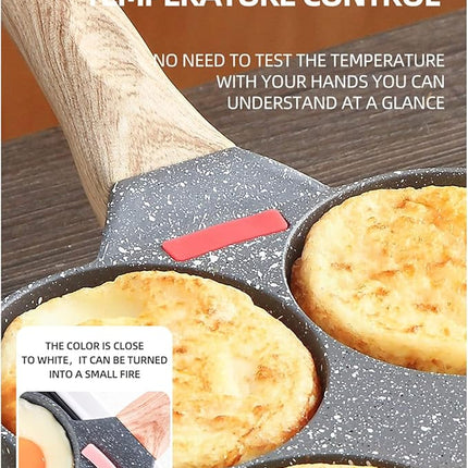 4-Cup Aluminum Nonstick Egg Pan with Lid, Suitable for Gas Stove & Induction Cookware