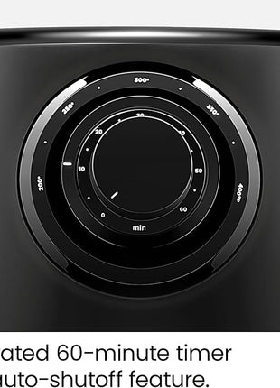 CHEFMAN Small Air Fryer Healthy Cooking, 3.6 Qt, Nonstick, User Friendly and Dual Control Temperature, w/ 60 Minute Timer & Auto Shutoff, Dishwasher Safe Basket, Matte Black, Cookbook Included