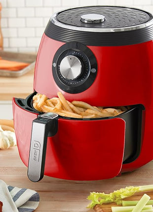Dash Deluxe Electric Air Fryer + Oven Cooker with Temperature Control, Non-stick Fry Basket, Recipe Guide + Auto Shut off Feature, 1700-Watt, 6 Quart - Red