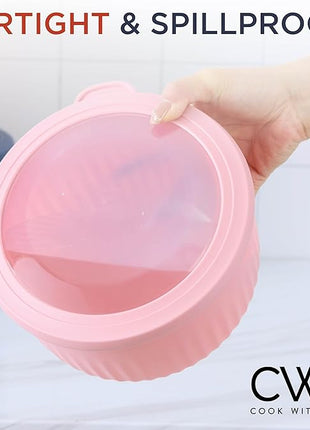 COOK WITH COLOR Prep Bowls with Lids- Wide and Deep Nesting Plastic Small Mixing Bowl Set with Lids, 12 Piece Set - Deep Bowls, Navy