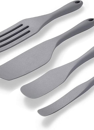Tongjude Silicone Spurtle Set, Silicone Spatula Set, Heat Resistant Cooking Utensil for Nonstick Cookware, Serving，Baking, Whisking, Smashing, Scooping, Spreading, 4 Piece