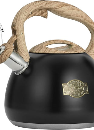 POLIVIAR Tea Kettle, 2.7 Quart Stovetop Tea Kettle, Audible Whistling Teapot, Food Grade Stainless Steel for Anti-Rust, Anti Hot Handle, Suitable for All Heat Sources (JX2022-MH30)