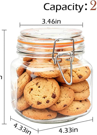 Encheng 25 oz Glass Jars With Airtight Lids And Leak Proof Rubber Gasket,Wide Mouth Mason Jars With Hinged Lids For Kitchen Canisters 750ml, Glass Storage Containers 6 Pack