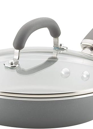 Rachael Ray Create Delicious Deep Nonstick Frying Pan / Fry Pan / Skillet with Lid - 9.5 Inch, Gray