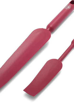 GreenLife Cooking Tools and Utensils, Easy Reach Silicone Spatula Set for Baking Mixing and Stirring, Heat and Stain Resistant, Dishwasher Safe, Red