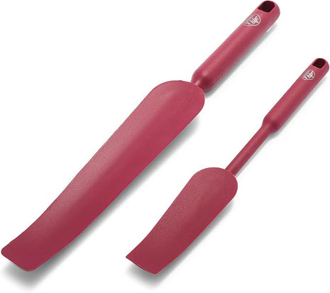 GreenLife Cooking Tools and Utensils, Easy Reach Silicone Spatula Set for Baking Mixing and Stirring, Heat and Stain Resistant, Dishwasher Safe, Red