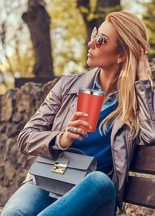 VEGOND 12oz Tumbler Stainless Steel Tumbler bulk Vacuum Insulated Double Wall Travel Tumbler with Lid and Straw Reusable Tumbler, Brick Red 1 Pack