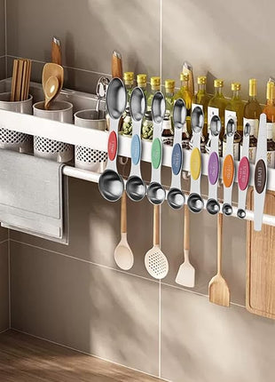 Aovchei 9 PCS Magnetic Measuring Spoons Set, Dual Sided, Stainless Steel Small Tablespoon, Teaspoons, Fits in Spice Jars, for Dry and Liquid, MultiColor