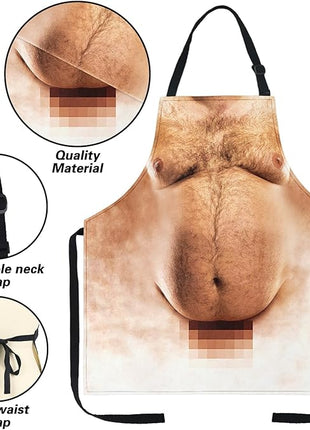 Funny Men Cooking Grilling Aprons Belly BBQ Funny Gag Gifts for Christmas, White Elephant Gift Exchange