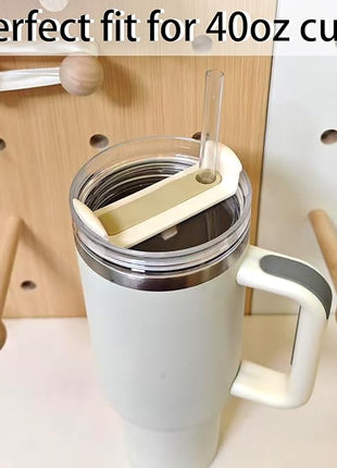 40 OZ Tumbler Lid Replacement Fit for Stanley Cup, 2 Pack Clear Replacement Lids Fit for Stanley Travel Tumbler, Spill Proof Tumbler Covers for Stanley Cup Accessories (Clear - Cream)