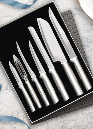 RADA Cutlery 7-piece Starter Knife Gift Set (S38), Stainless Steel Hollow Ground Blades, Made in USA, Silver Handles, Pack of 2