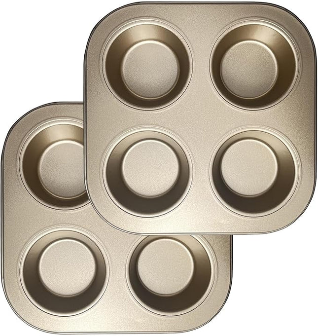 Air Fryer Muffin Pan, Nonstick Cupcake Baking Pan for Counter Top Oven Small Oven, Gold, 2 Pack