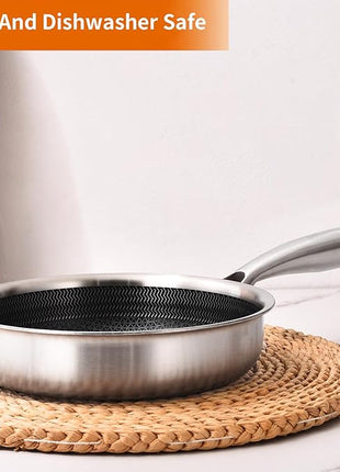 DELARLO Tri-Ply Stainless Steel 5.5 Inch Omelet Pans, Small Frying Pan Compatible with All Cooktops 500℉,Oven Safe Mini Skillet