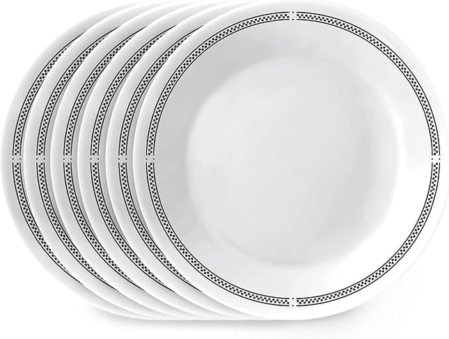Corelle Vitrelle 6.75" Salad Appetizer Plate Set, Triple Layer Glass and Chip Resistant, Lightweight Round Plates, 6-Piece Brasserie