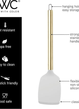 COOK WITH COLOR Silicone Cooking Utensils, Kitchen Utensil Set, Easy to Clean Silicone Kitchen Utensils, Cooking Utensils for Nonstick Cookware, Kitchen Gadgets Set with Holder, 10 Pieces