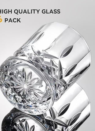 Whiskey Glasses Set of 6, 11 OZ Old-Fashioned, Rum & Scotch Glasses