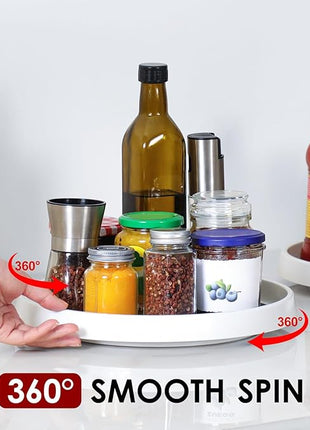 12-Inch Non-Skid Turntable Lazy Susan Organizer [4 Pack] - Spinning Rack for Cabinet Table Top, Pantry Organization Storage, Kitchen, Fridge, Vanity, Countertop, Under Sink Organizing, Spice Spinner