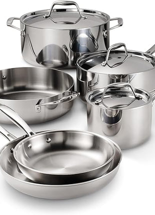 Tramontina Signature Tri-Ply Clad Stainless Steel 9-Piece Cookware Set with Lids, Pots and Pans Kitchen Set, Induction-Ready, Dishwasher-Safe, NSF-Certified
