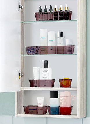 WOWBOX 25 PCS Plastic Drawer Organizer Set, 4 Sizes Desk Drawer Divider Organizers and Storage Bins for Makeup, Jewelry, Gadgets for Kitchen, Bedroom, Bathroom, Office, Clear Brown