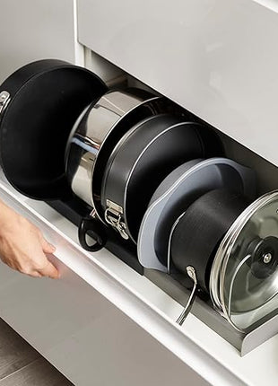 Joseph Joseph DrawerStore Expanding Cookware Organizer, Space saving storage for pan lids, baking trays - Grey
