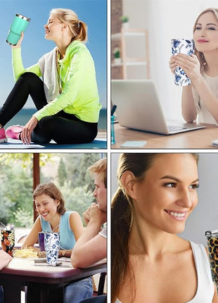 SYACOT 30oz Tumbler Double Wall Stainless Steel Vacuum Insulated Travel Mug with Splash-Proof Lid Metal Straw and Brush