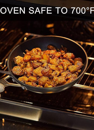 MsMk 10 Inch Frying Pan Nonstick with Lid, Induction Fry Pan with Lid, Titanium and Diamond Non Stick Coating From USA, for Induction, Ceramic and Gas Cooktops, Oven Safe 10 Inch Skillet Nonstick