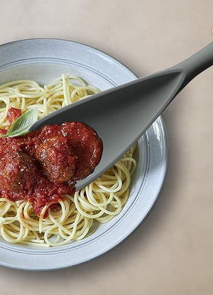 Silicone Spatula Spoon, Great for Both Cooking and Serving Durable BPA-Free Matte Black Silicone, Seamless Design, Safe for Nonstick Cooking Surfaces, 2-Pcs, Gray