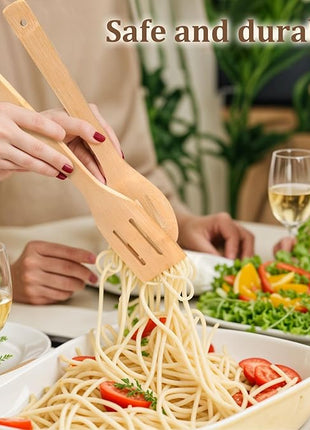 HANSGO Bamboo Wooden Spoons for Cooking 6-Piece, Nonstick Bamboo Kitchen Utensils Set Wood Spatulas Spoons for Daily Use, Housewarming Gifts