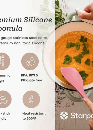Starpack 'The All Rounder' XL Premium Silicone Spoonula Spatula - Silicone Spatula Spoon Heat Resistant to 600°F - Best Silicone Spoonulas - Rubber Spoon Spatula - Kitchen Spoon Spatula for Cooking