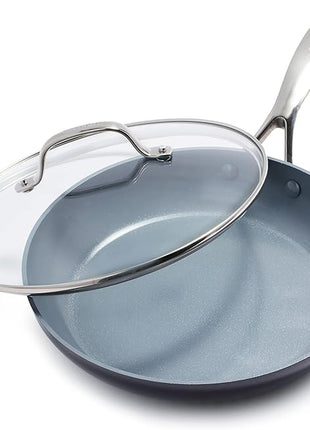 GreenPan Valencia Pro Hard Anodized Healthy Ceramic Nonstick 10" Frying Pan Skillet with Lid, PFAS-Free Cookware, Stainless Steel Handle, Induction Suitable, Dishwasher Safe, Oven Safe, Gray