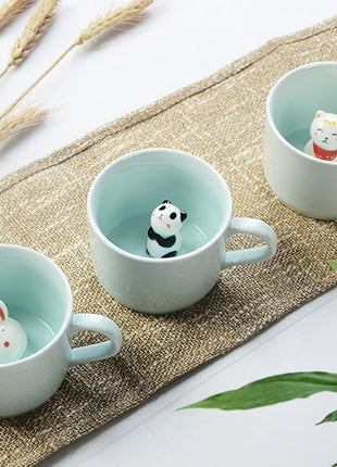 ZaH 3D Coffee Mug Cute Animal Inside Cup Cartoon Ceramics Figurine Teacup for Boys Girls Kids - Party Office Morning Mugs for Tea Juice Milk Chocolate Cappuccino (8 oz Duck)